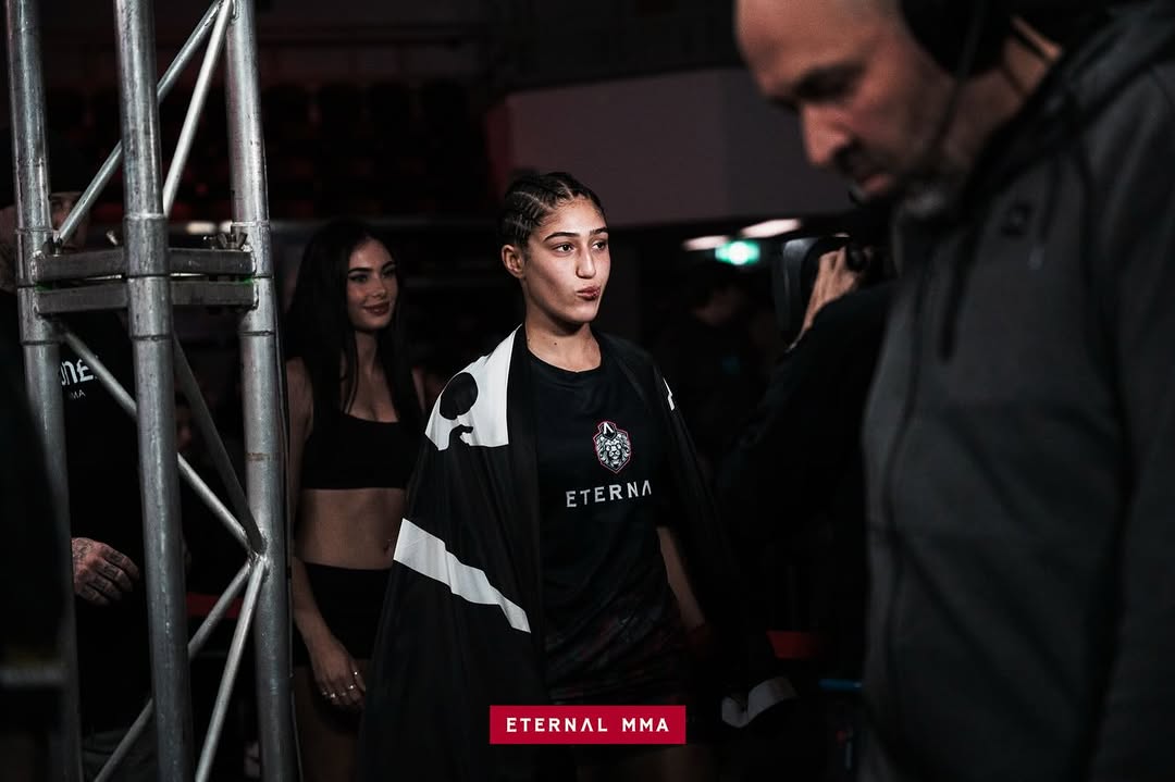 Ana Arvan walking out before her fight at Eternal MMA 107